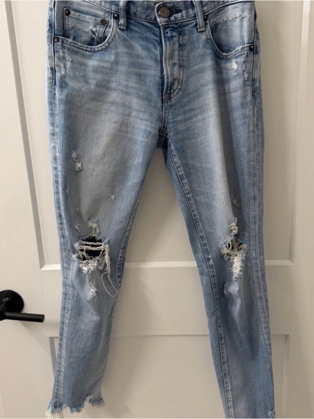 Moussy Light Blue Distressed Skinny Jeans